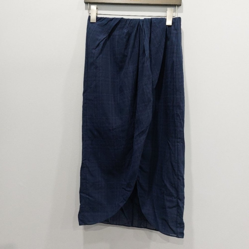 Aritzia Wilfred Pursuit Check Midi Layered Skirt Classic Navy Blue Size 4